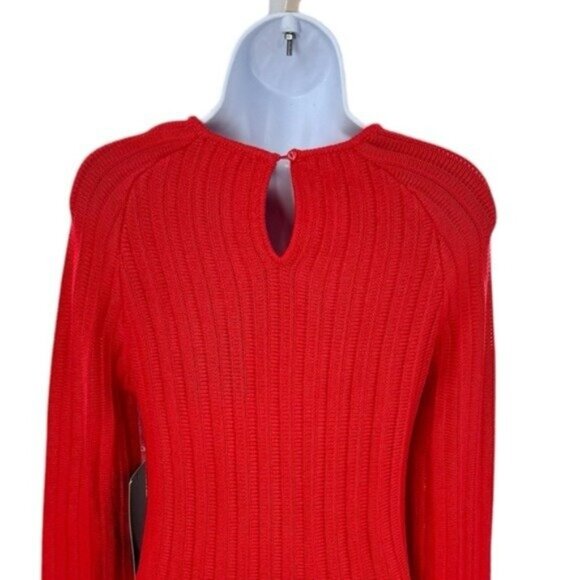 Pomander Place | NEW Red Adi Knit Round Neckline Bell Sleeve Mini Dress Size L - Picture 7 of 10